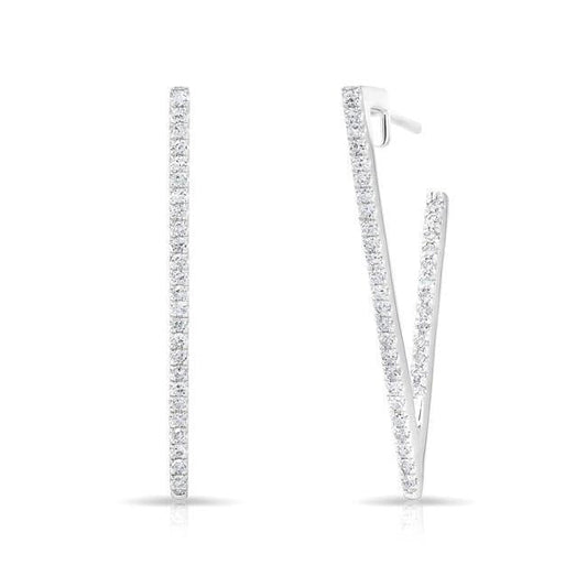 Brincos femininos argola com corte redondo 3.00 quilates e diamantes 14k ouro branco - harrychadent.pt