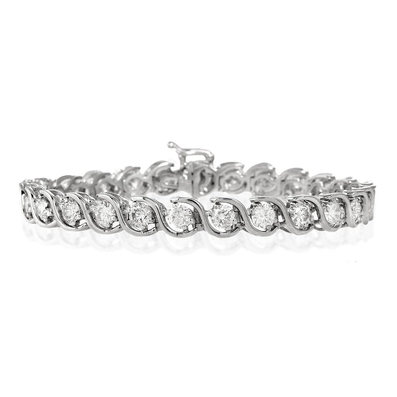 Pulseira redonda feminina de diamante de tênis em ouro branco de 6.25 quilates - harrychadent.pt