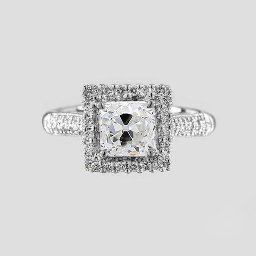 Anel de noivado feminino Halo Old Cut Almofada dourada 1.75 quilates - harrychadent.pt