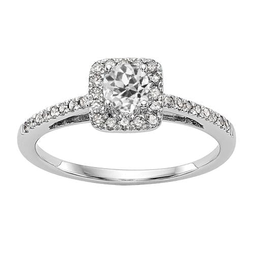 Anel de noivado feminino Halo com acentos Old Cut Diamond 3 quilates - harrychadent.pt