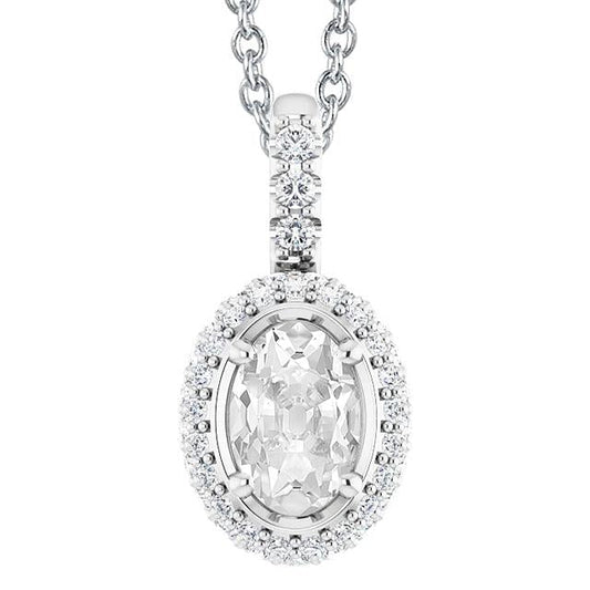 Halo Diamond Pendant Feminino Oval Old Cut 5.50 Quilates Joias 14K - harrychadent.pt
