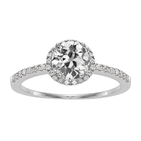 Anel de diamante redondo antigo de mineiro Halo feminino com acentos 4 quilates - harrychadent.pt