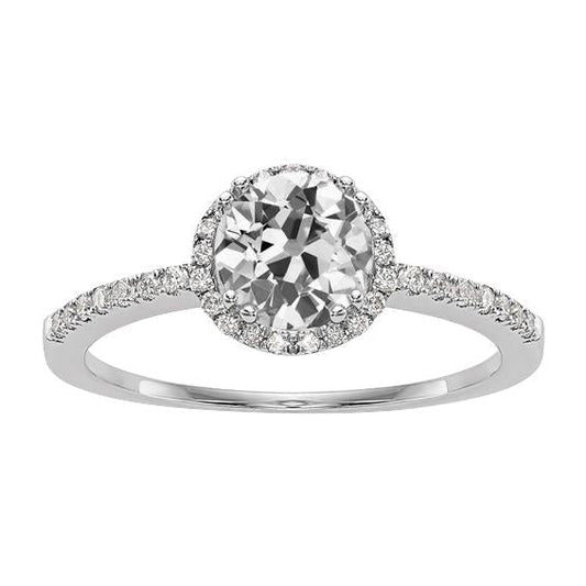 Anel de diamante redondo antigo de mineiro Halo feminino com acentos 4 quilates - harrychadent.pt