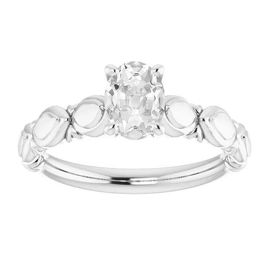 Feminino Oval Old Miner Diamond Solitaire Anel de noivado de 3 quilates - harrychadent.pt