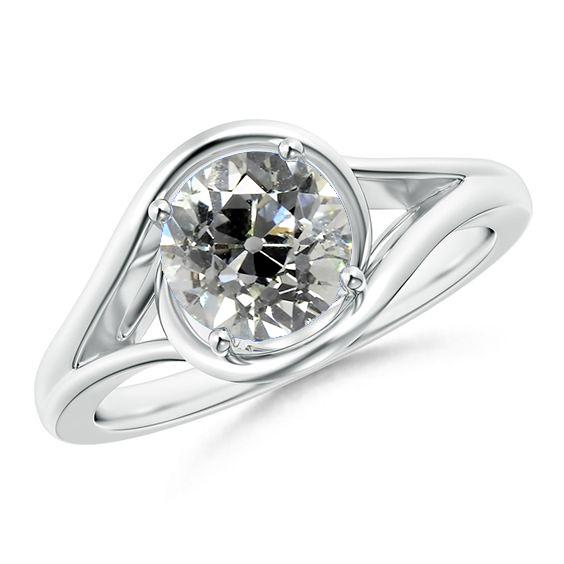 Mulher Solitaire Old Mine Cut Diamond Ring 2 quilates Split Shank Gold - harrychadent.pt