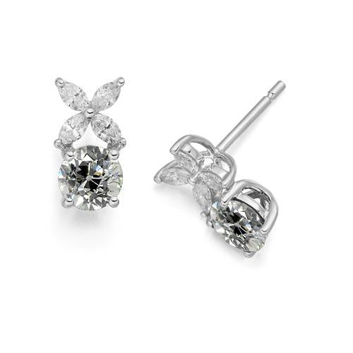 Brincos de cravo femininos Marquise e diamantes redondos de mineiro de 3.50 quilates - harrychadent.pt