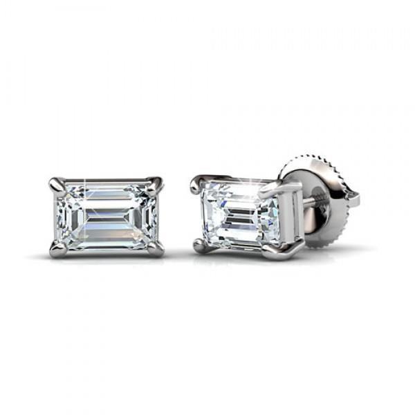 2 Carats Emerald Diamond Stud Earrings Solid White Gold Jewelry - harrychadent.pt
