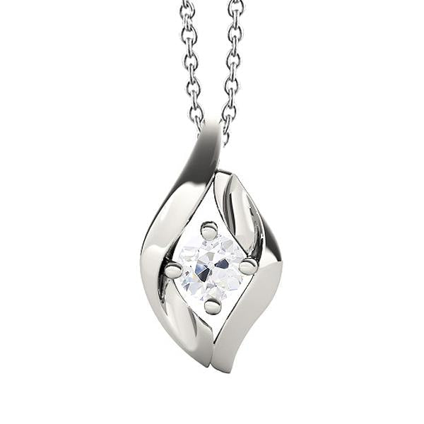 Ouro Solitaire Diamond Pendant Redondo Old Miner Prong Set 1 Quilate - harrychadent.pt