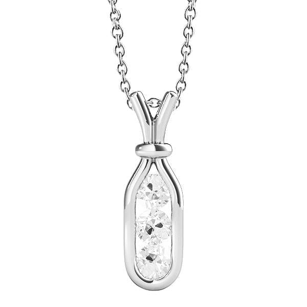 Pendente redondo de diamante de três pedras europeu antigo 1.50 quilates em ouro 14K - harrychadent.pt
