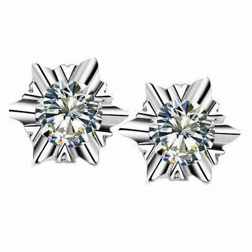 Solitaire Round Cut Diamond Stud Earring 2.0 Carat White Gold 14K - harrychadent.pt