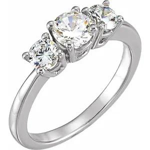 0.50 quilates Anel de diamante genuíno de três pedras em ouro branco 14K - harrychadent.pt