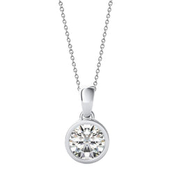 0.75 Carats Bezel Set Round Brilliant Diamond Pendant Women Jewelry