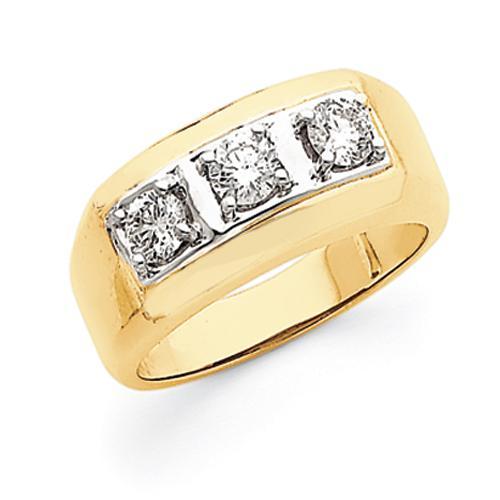Diamante de 0,75 quilates masculino anel três pedras 14K dois tons novo - harrychadent.pt