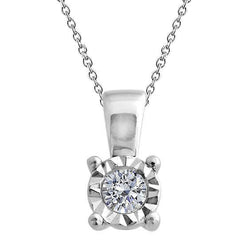0.75 Carats Diamond Necklace Pendant Bezel Set White Gold 14K New