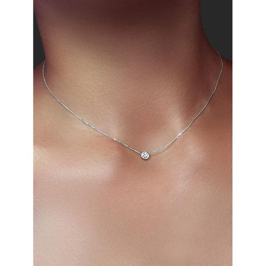 Colar pingente feminino de diamante redondo de 0.75 quilates em ouro branco 14K - harrychadent.pt