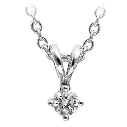 0.75 Carats Solitaire Round Diamond Pendant Necklace 14K White Gold
