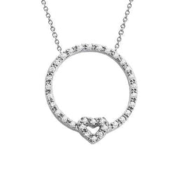 0.83 Ct Brilliant Cut Diamonds Circle Pendant Necklace White Gold 14K