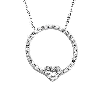 Colar de pingente de círculo de diamantes com lapidação brilhante de 0.83 ct em ouro branco 14K - harrychadent.pt