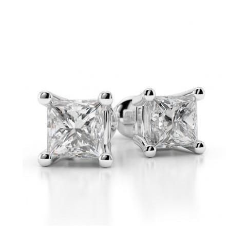0.90 quilates Princesa Cut Diamond Stud Earring 14K ouro branco - harrychadent.pt