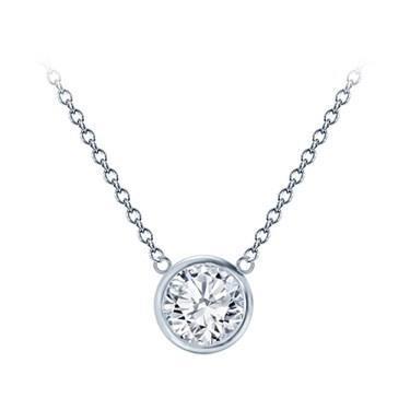 1 Carat Bezel Solitaire Colar de Diamantes Pingente de Orelha de Cachorro Ouro Branco - harrychadent.pt