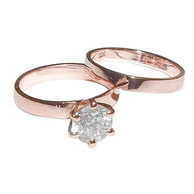Conjunto de anel de noivado com diamante de 1 quilate Aliança de casamento - harrychadent.pt