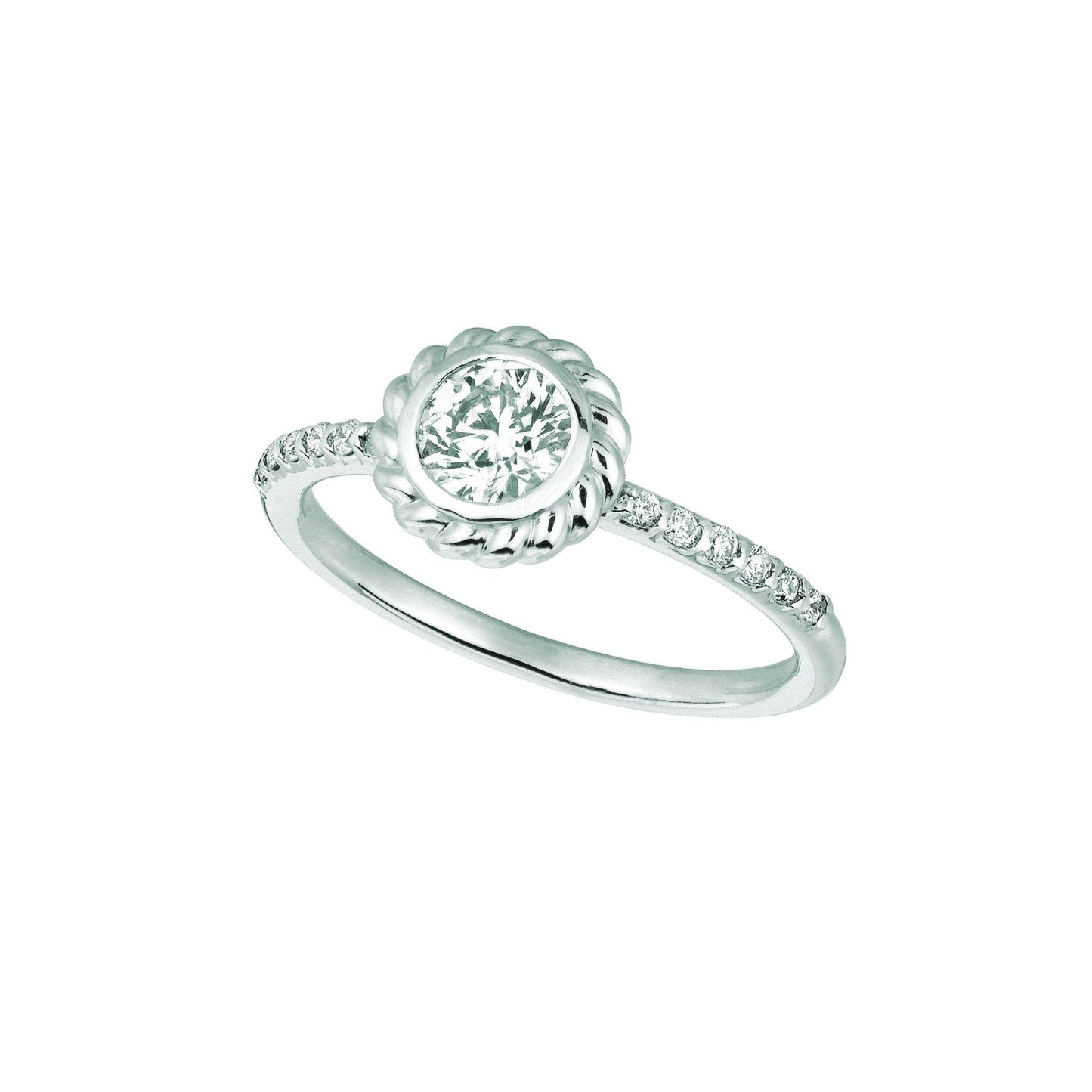 Anel extravagante redondo de halo de diamante de 1 quilate ouro branco 14K - harrychadent.pt