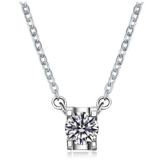 Colar feminino de diamante de 1 quilate e pingente de ouro branco 14K - harrychadent.pt