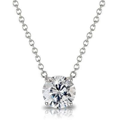 Colar feminino de diamante com corte redondo de 1 quilate e ouro branco 14K - harrychadent.pt