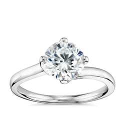 1 Carat Round Cut Solitaire Genuine Diamond Wedding Lady Ring 4 Prongs