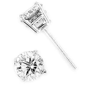 Brincos de senhora de diamante com pino redondo de 1 quilate - harrychadent.pt