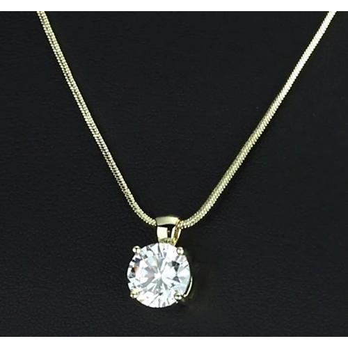Pingente de diamante redondo de 1 quilate e joias de ouro amarelo com configuração de quatro pontas - harrychadent.pt