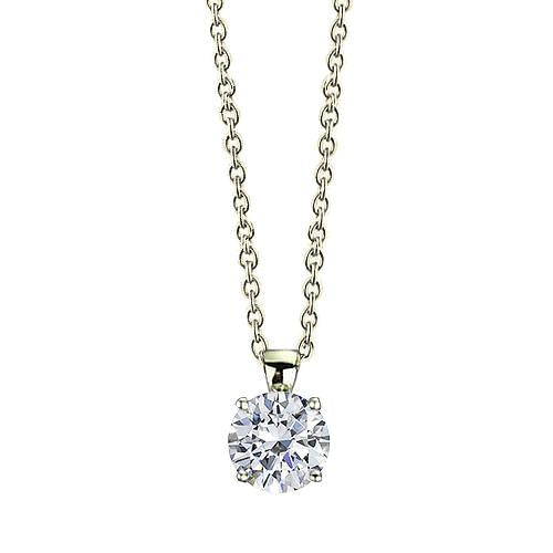 Pingente de diamante redondo de 1 quilate e joias de ouro amarelo com configuração de quatro pontas - harrychadent.pt