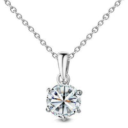 1 Carat Six Prong Setting Round Diamond Necklace Pendant