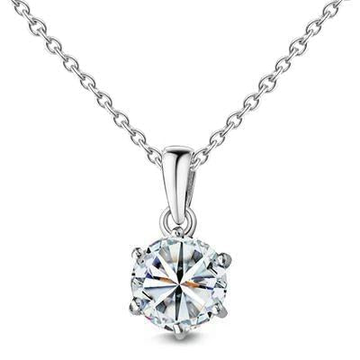 Pingente de colar de diamante redondo com configuração de seis pinos de 1 quilate - harrychadent.pt