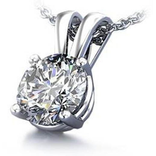 Conjunto de pontas de pingente com pingente de 1 quilate e colar de diamante redondo WG 14K - harrychadent.pt