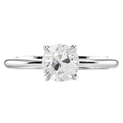 1 Carat Women's Solitaire Ring Old Mine Cut Genuine Diamond Prong Set Jewelry