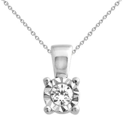 1 Ct Round Diamond Necklace Pendant Solid Gold Diamond Cut Mounting