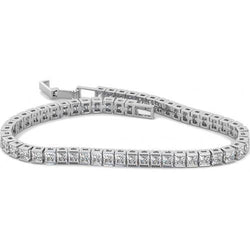 10 Carats Princess Cut Diamonds Channel Set Bracelet White Gold