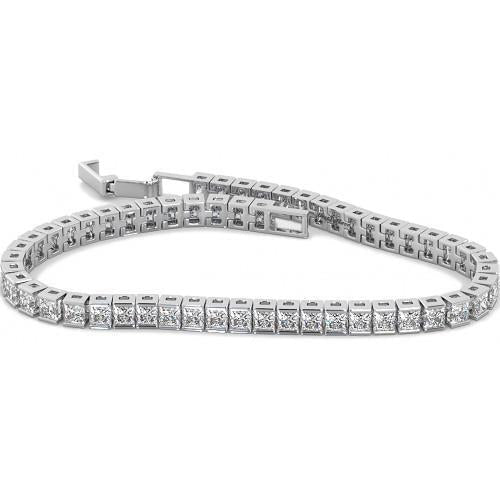 Pulseira de 10 quilates Princess Cut Diamonds Channel Set em ouro branco - harrychadent.pt