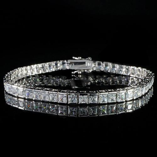 Pulseira de tênis de diamante de corte princesa 10 ct joias finas de ouro sólido - harrychadent.pt