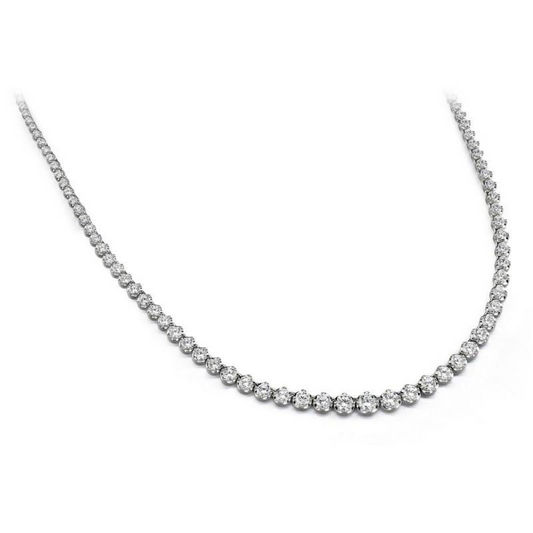 10 Carats Round Diamonds Tennis Necklace White Gold 14K