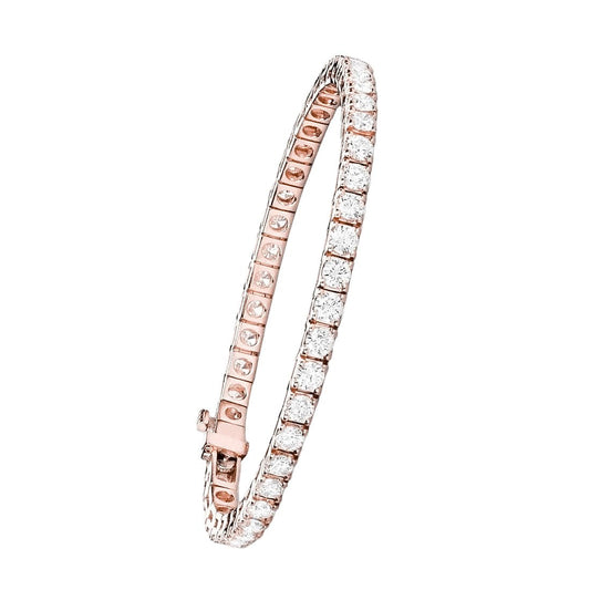 10.12 Ct rosa ouro redondo corte diamante feminino tênis pulseira joias - harrychadent.pt
