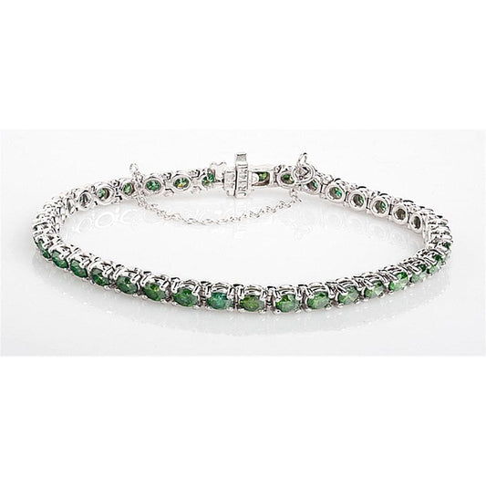 Pulseira de tênis de pedra preciosa verde 10,50 ct em ouro branco 14K - harrychadent.pt