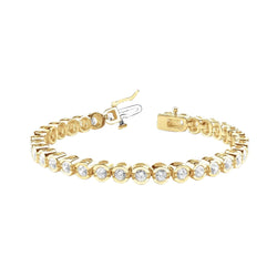 11.20 Carats Round Cut Diamond Tennis Bracelet Yellow Gold 14K