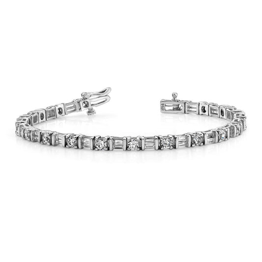 Pulseira de diamante de tênis com conjunto de canais de ponta redonda e baguete 11.40 ct - harrychadent.pt