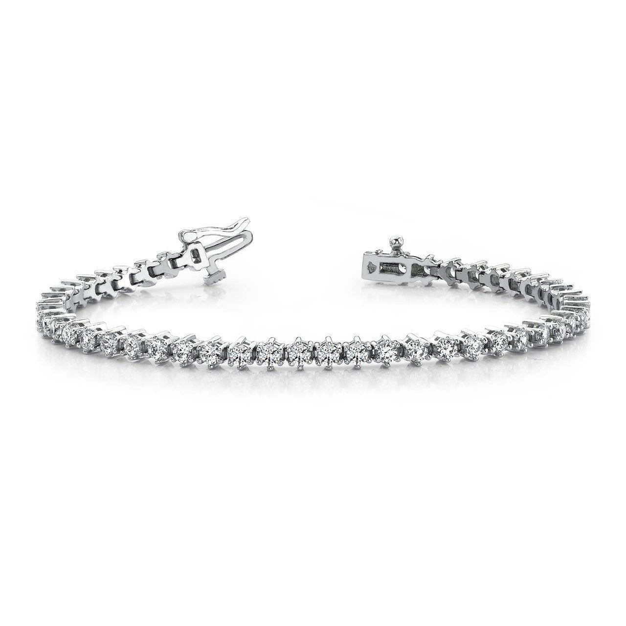 Bracelete de tênis com conjunto de pontas de diamante 12.12 ct brilhante ouro branco 14K - harrychadent.pt