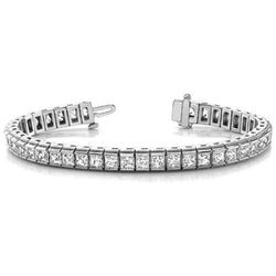 12.60 Carats Sparkling Princess Cut Diamonds Tennis Bracelet WG 14K