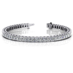 14 Ct Princess Cut Genuine Diamond Tennis Bracelet Solid White Gold Jewelry