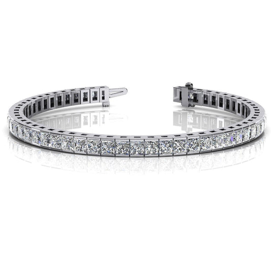 Pulseira de tênis de diamante de corte princesa 14 ct joias de ouro branco sólido - harrychadent.pt