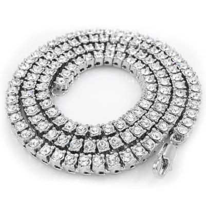 Colar de tênis redondo de diamante de 14 quilates em ouro branco de 28 polegadas 14K - harrychadent.pt